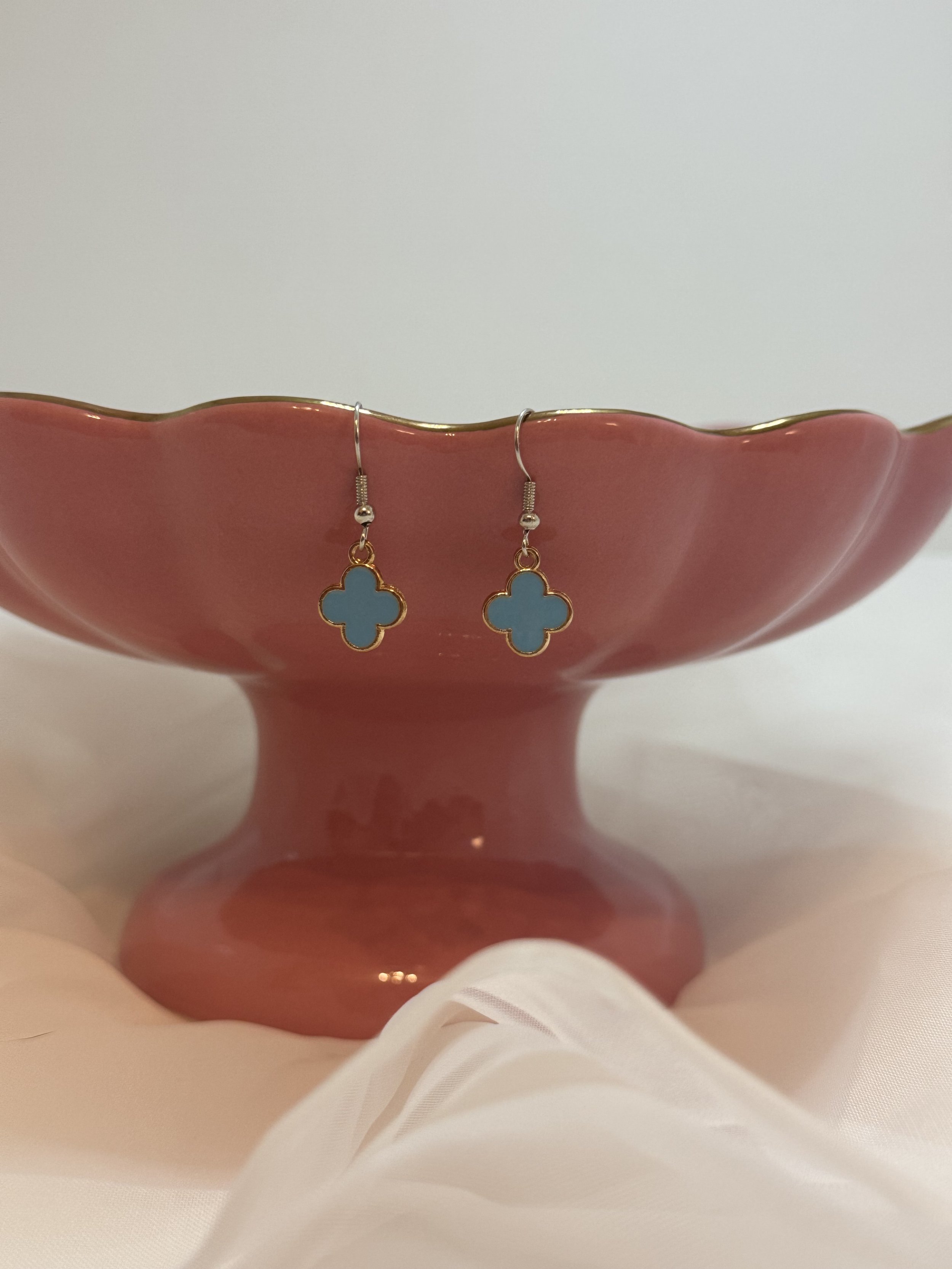 Blue Clover Earrings