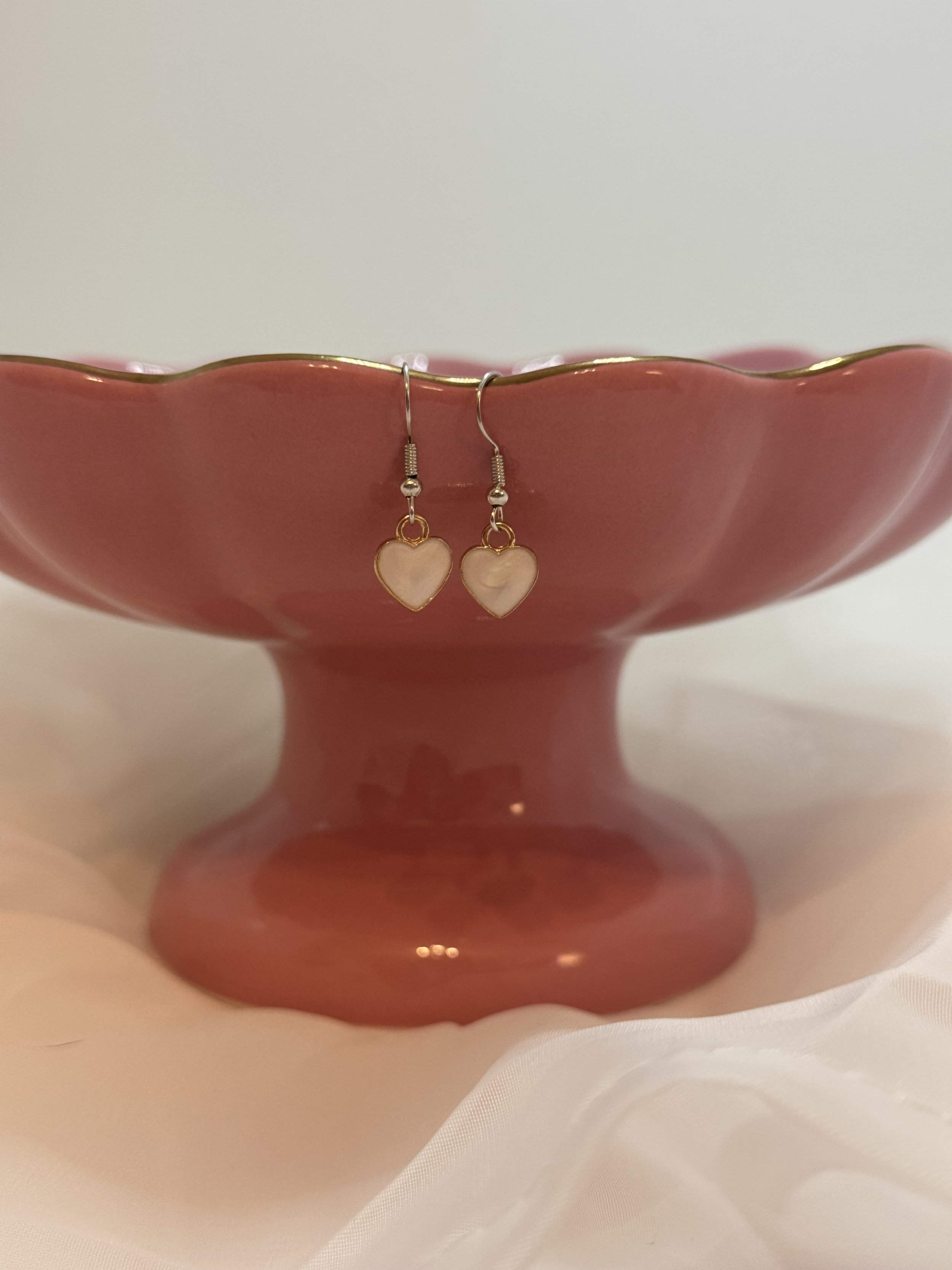 White Hearts Earrings