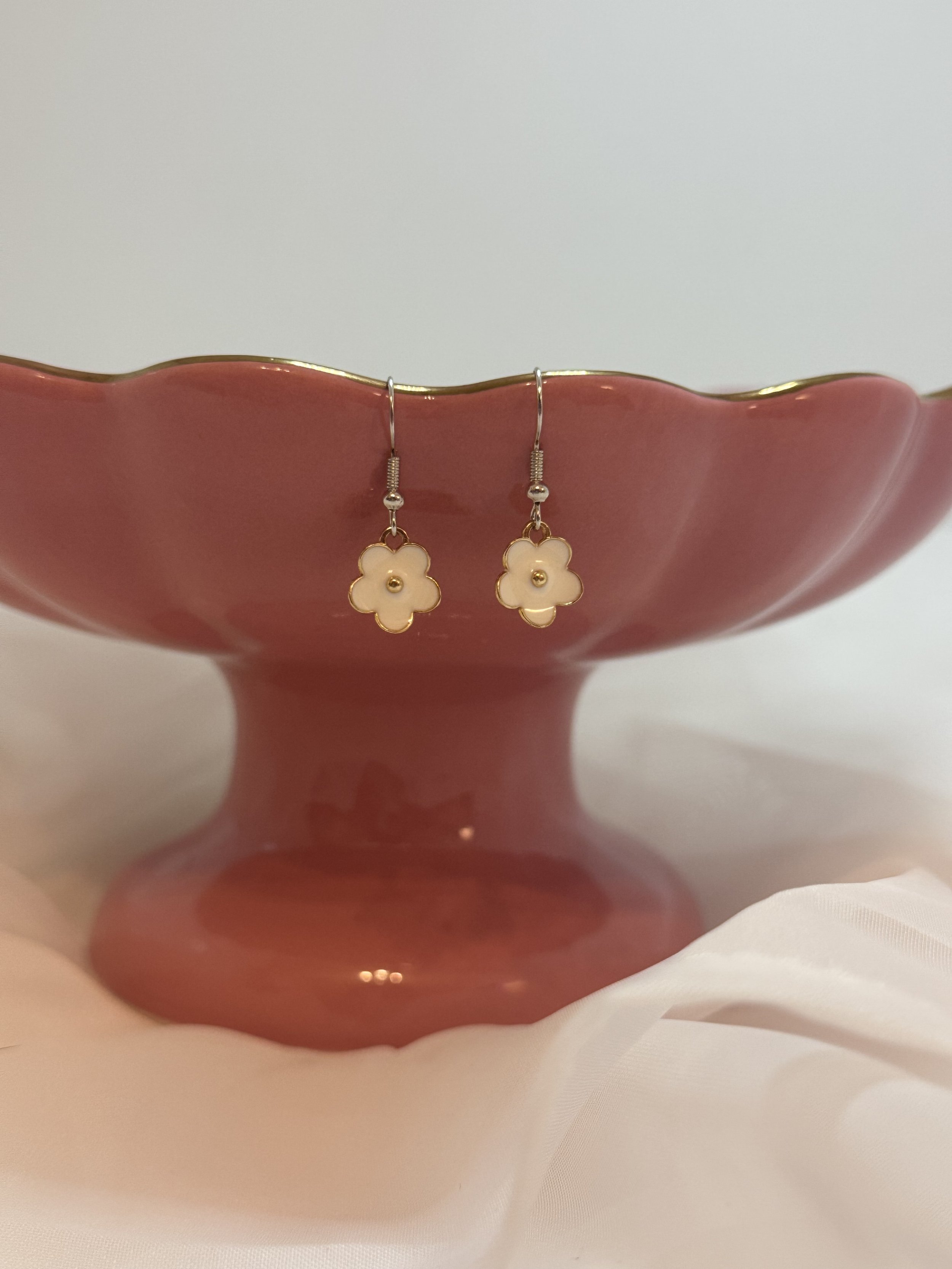 White Flower Earrings
