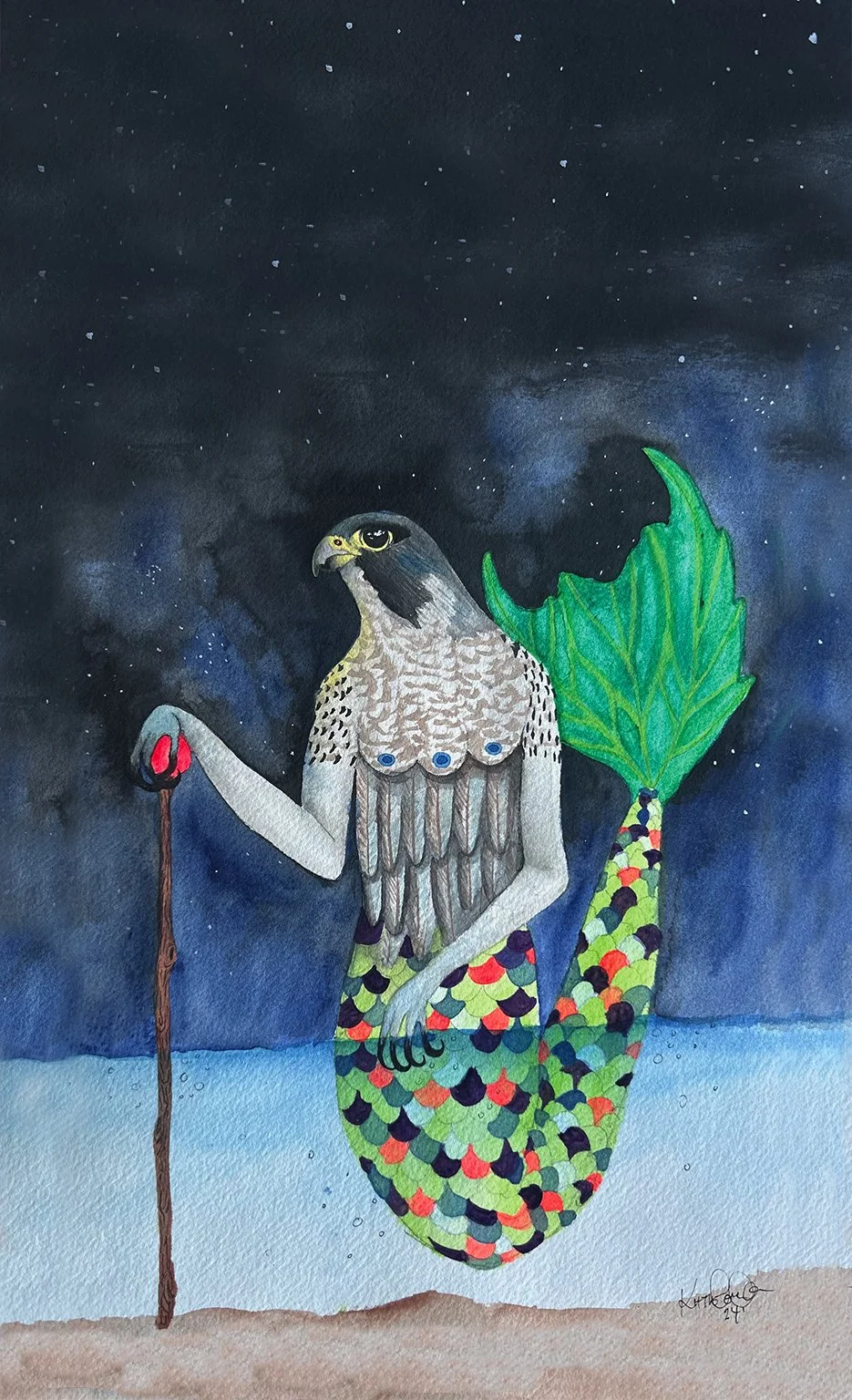 "Fable", 8.5X13", Acrylic on cotton paper, 2024