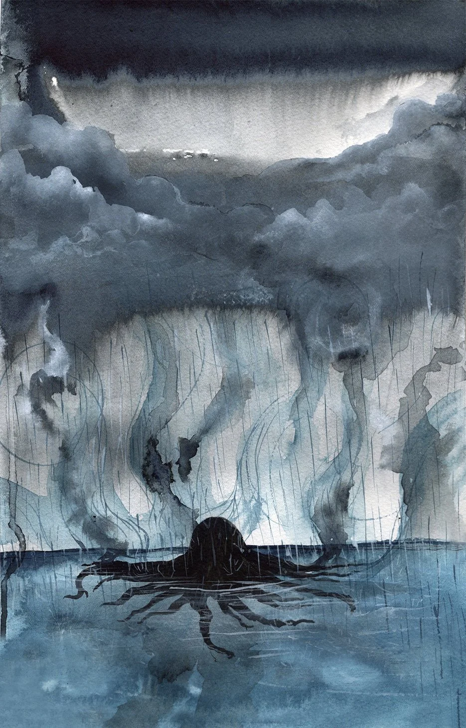 "Wailing",  8.5X12.5", Acrylic on cotton paper, 2025