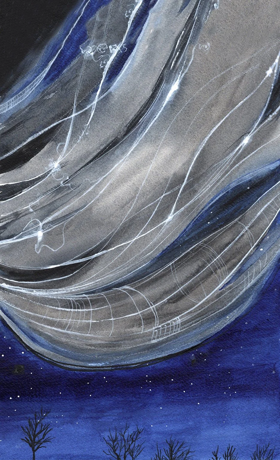 "Melisma",  8.5X12.5", Acrylic on cotton paper, 2024