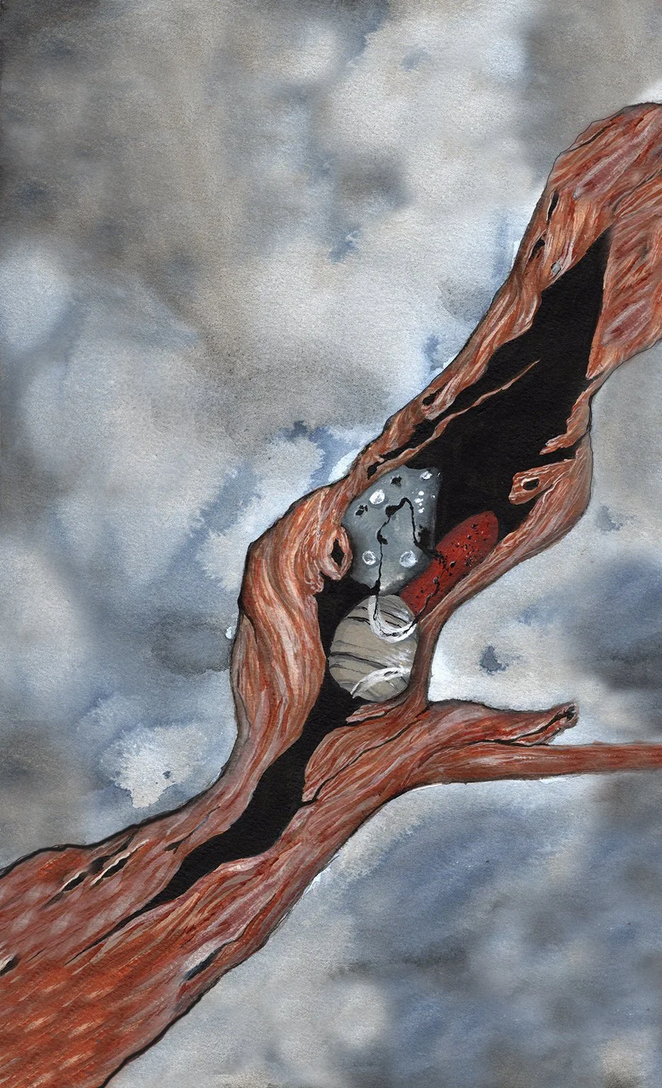 "Fragment", 8.5X12.5", Acrylic on cotton paper, 2024