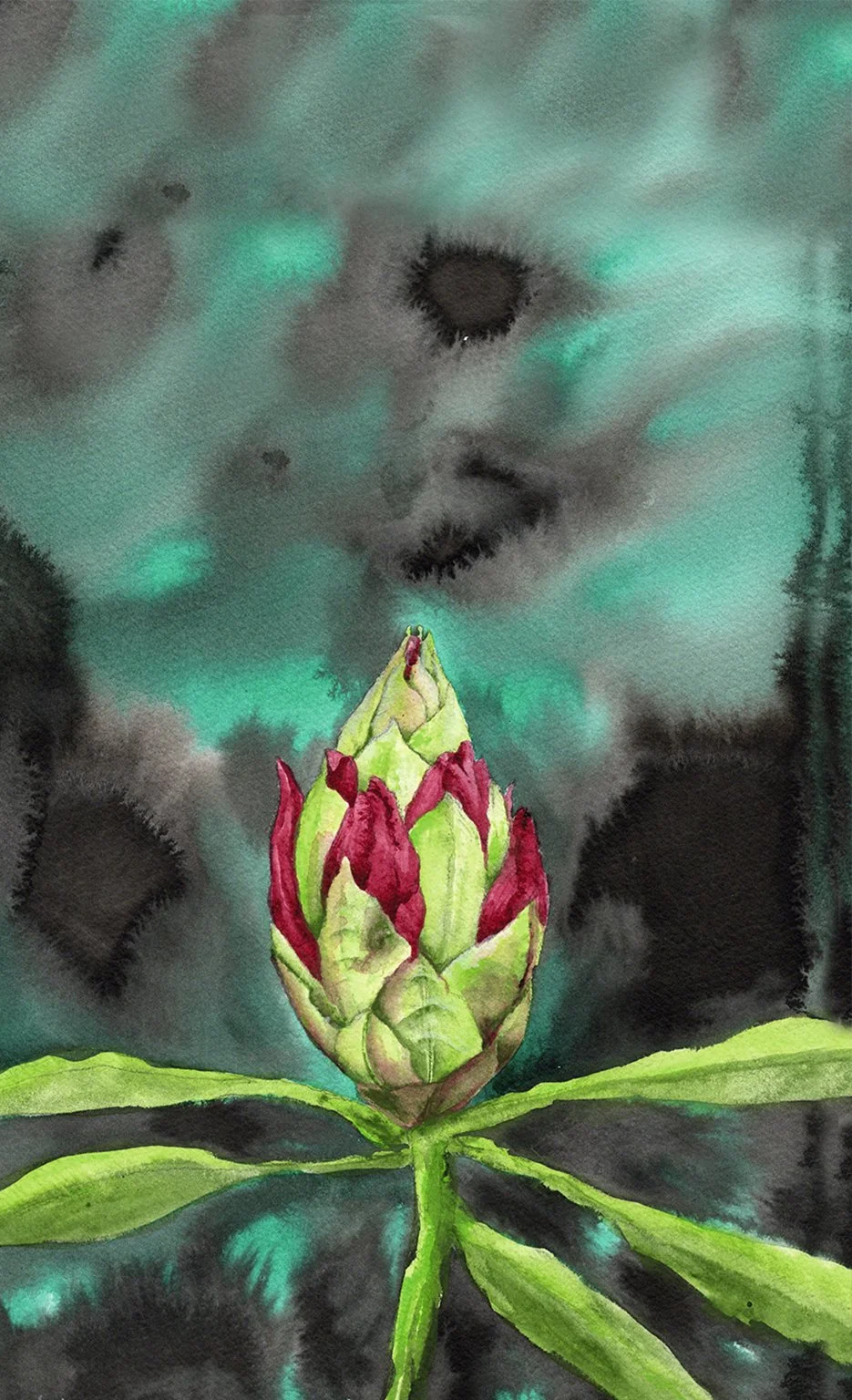 "Nascent",  8.5X12.5", Acrylic on cotton paper, 2024