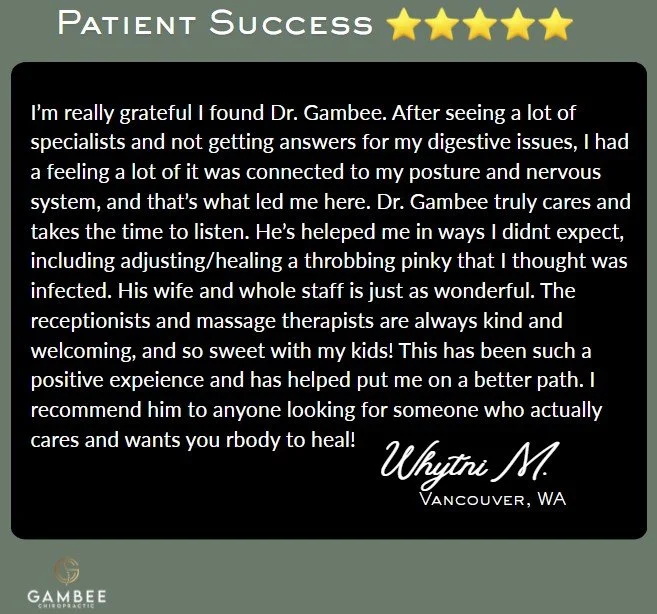 Patient describing how she's recovering from more than just neck and back pain, but things like digestive issues and other problems she's had are improving that she wasn't even expecting.