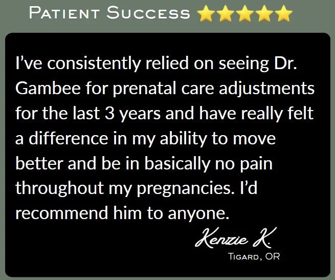 New mother explaining how much easier and more comfortable her pregnancies have been with Dr. Gambee's care.