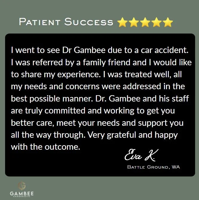 Satisfied young patient who was very happy with her outcome from her MVA after treatment with Dr. Gambee and his staff.