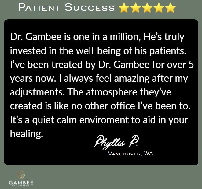 Patient describing how amazing she feels, how much she loves the atmosphere at Gambee Chiropractic and why she's been coming for 5 years.