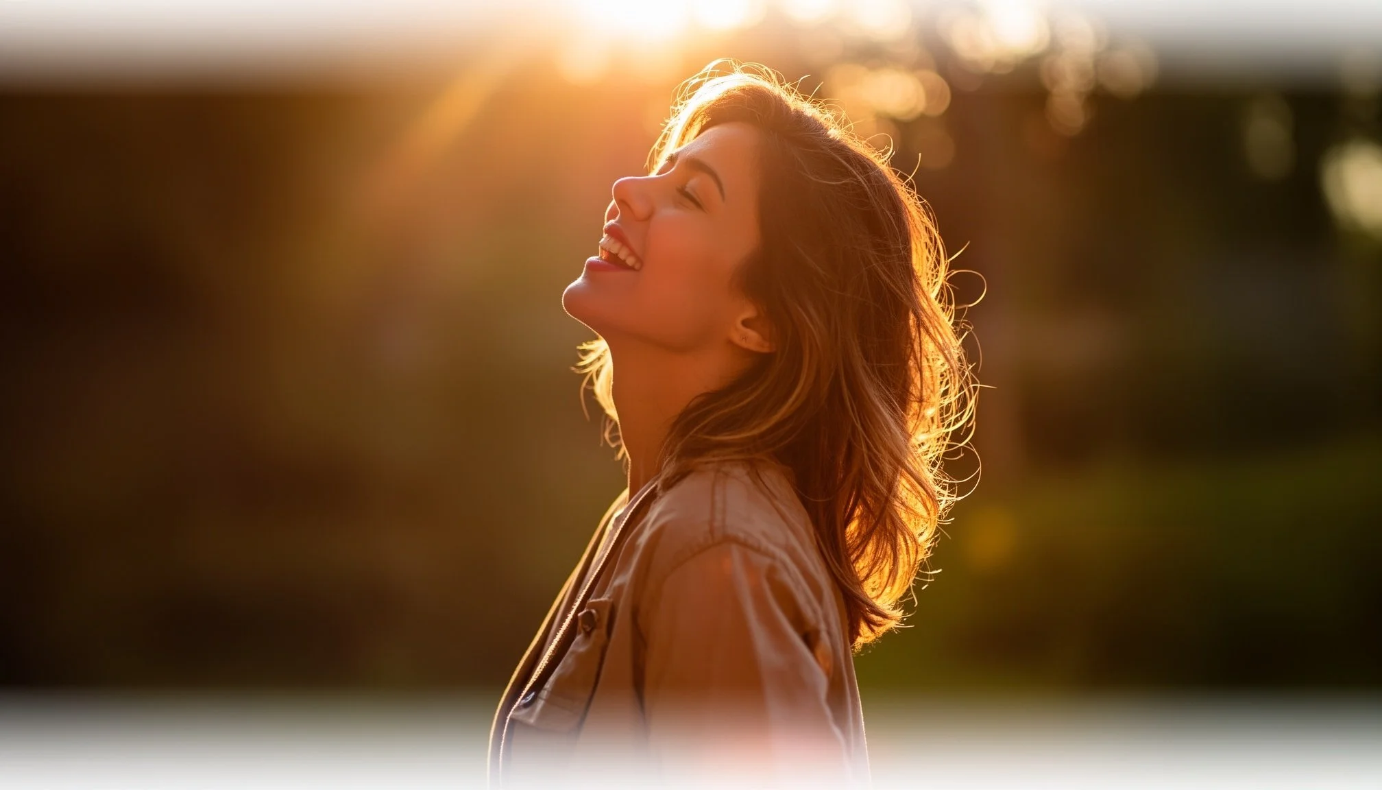 A peaceful woman enjoying pain-free movement with upright posture at sunrise, symbolizing the results of expert chiropractic care and posture correction available near Vancouver, WA