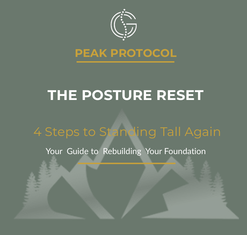 Cover of “The Posture Reset,” a posture correction guide offered by Gambee Chiropractic to help people searching for a chiropractor near me improve alignment and stand taller again.