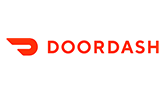 DoorDash logo in red with stylized 'D' and the company name