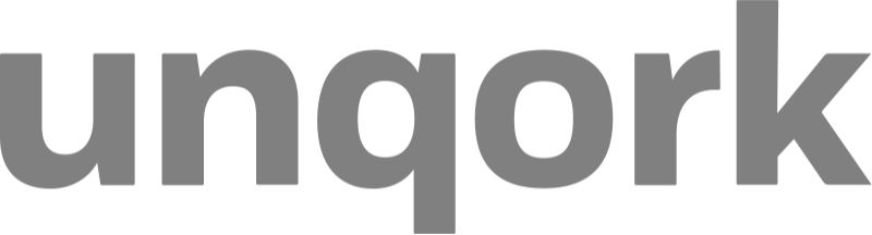 The word 'unqork' written in large, gray lowercase letters on a black background.