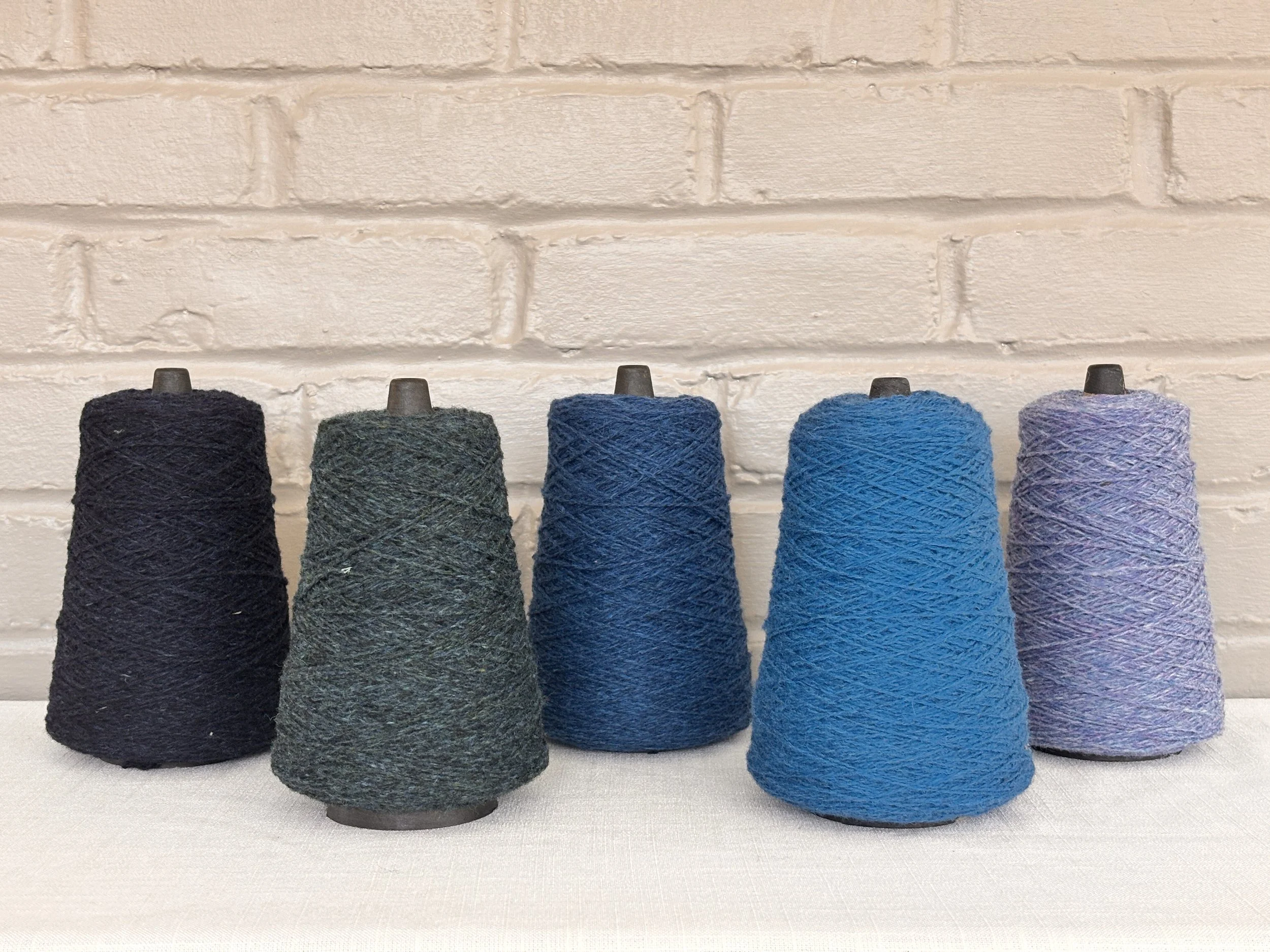 Harrisville Shetland in Midnight, Loden Blue, Cobalt, Azure, Cornflower