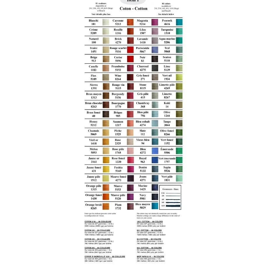 Maurice Brassard Cotton Color Card