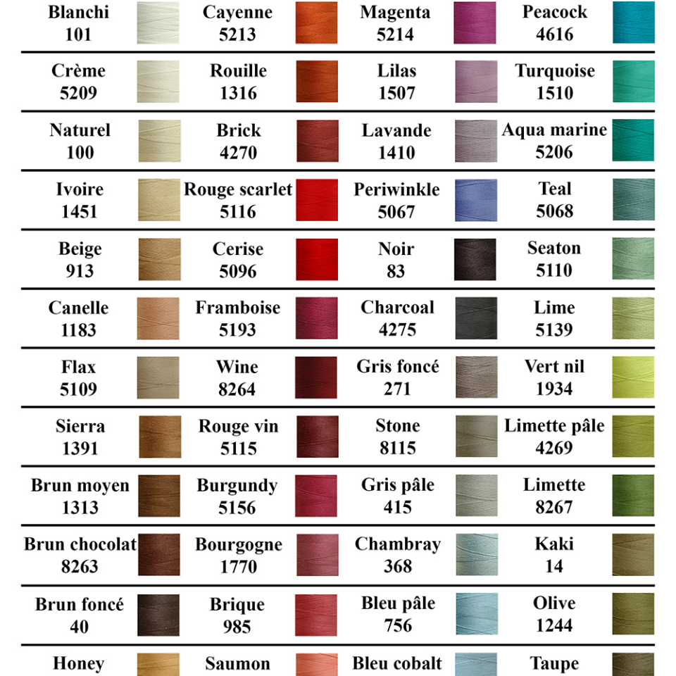 Maurice Brassard Cotton Color Card