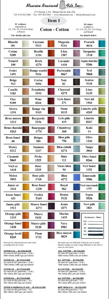 Maurice Brassard Color Card.