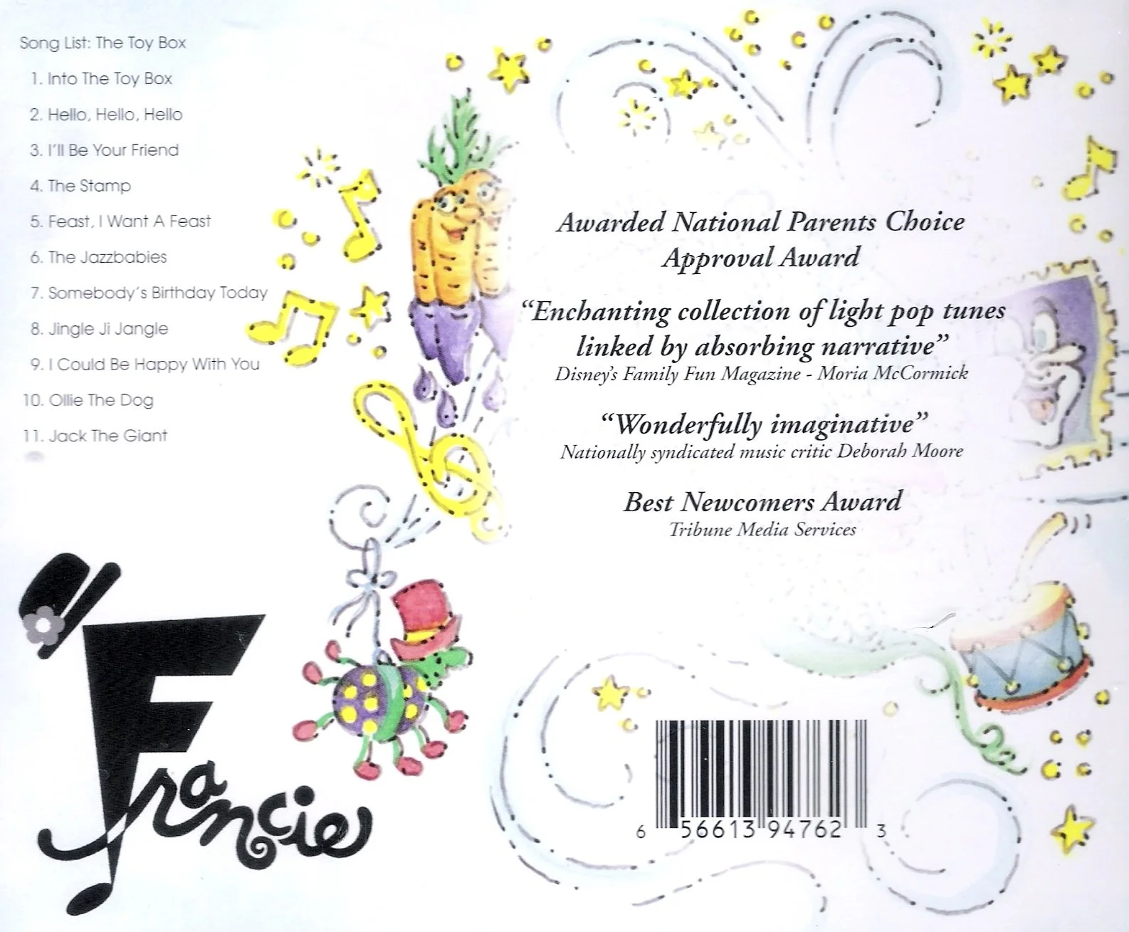Recognition for The Toy Box: Winner of the National Parents' Choice Approval Award, Best Newcomers Award, and reviewed in Disney's Family Fun Magazine.
