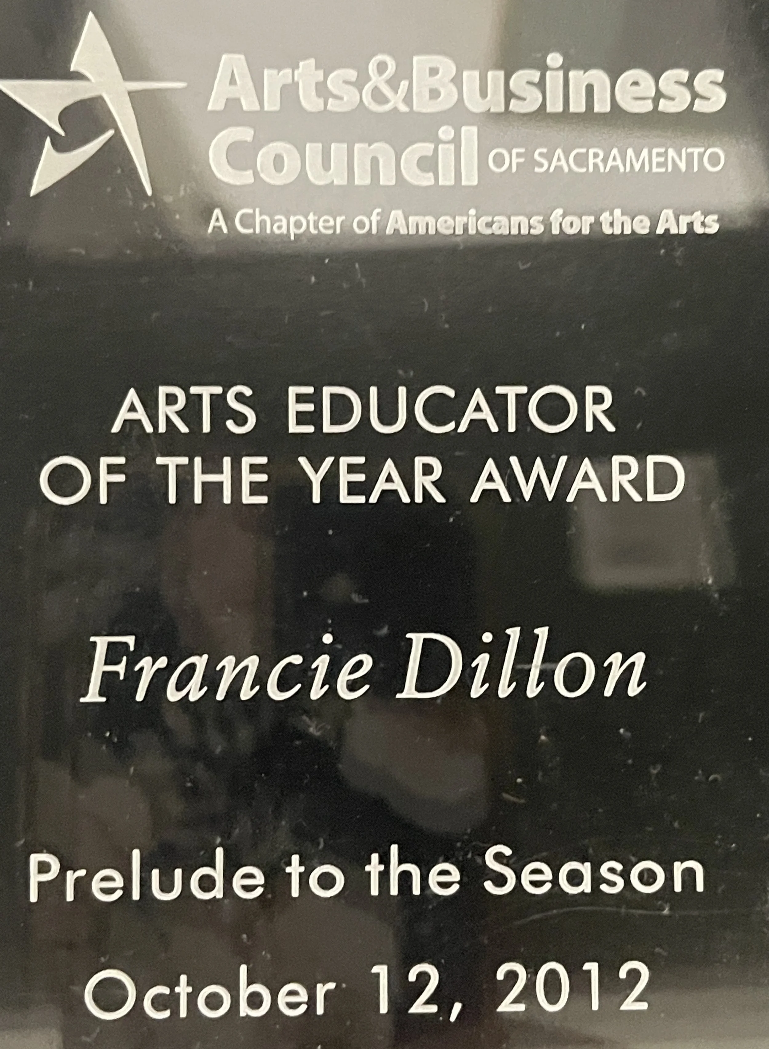 This was truly an honor. Thank you Sacramenot Arts and Buisiness Council. 