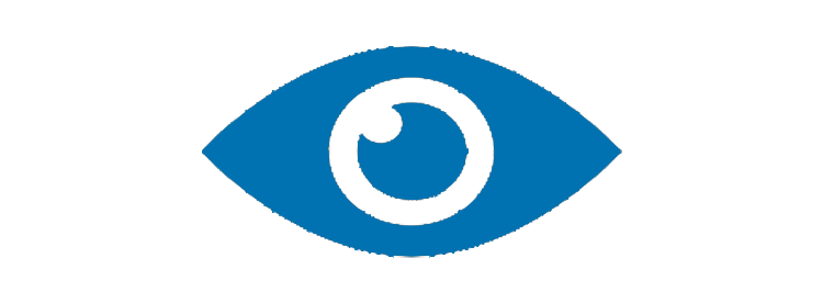 An eye icon with a blue outline and a stylized white pupil.