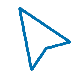 A blue computer cursor arrow pointing to the right.