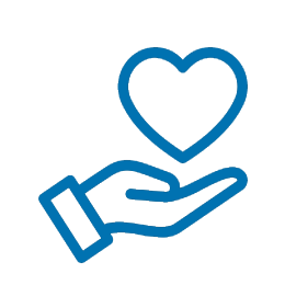 An illustration of a hand holding a heart.