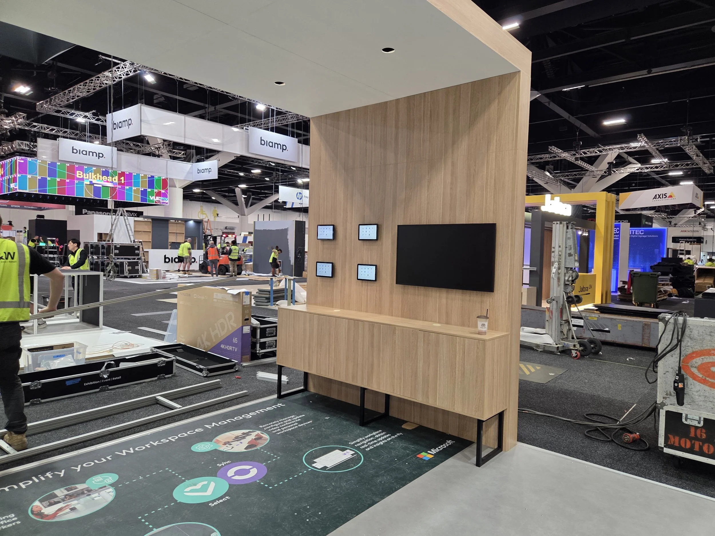 Specialty wall demonstrating Logitech's Tap Schedulers and Spot.