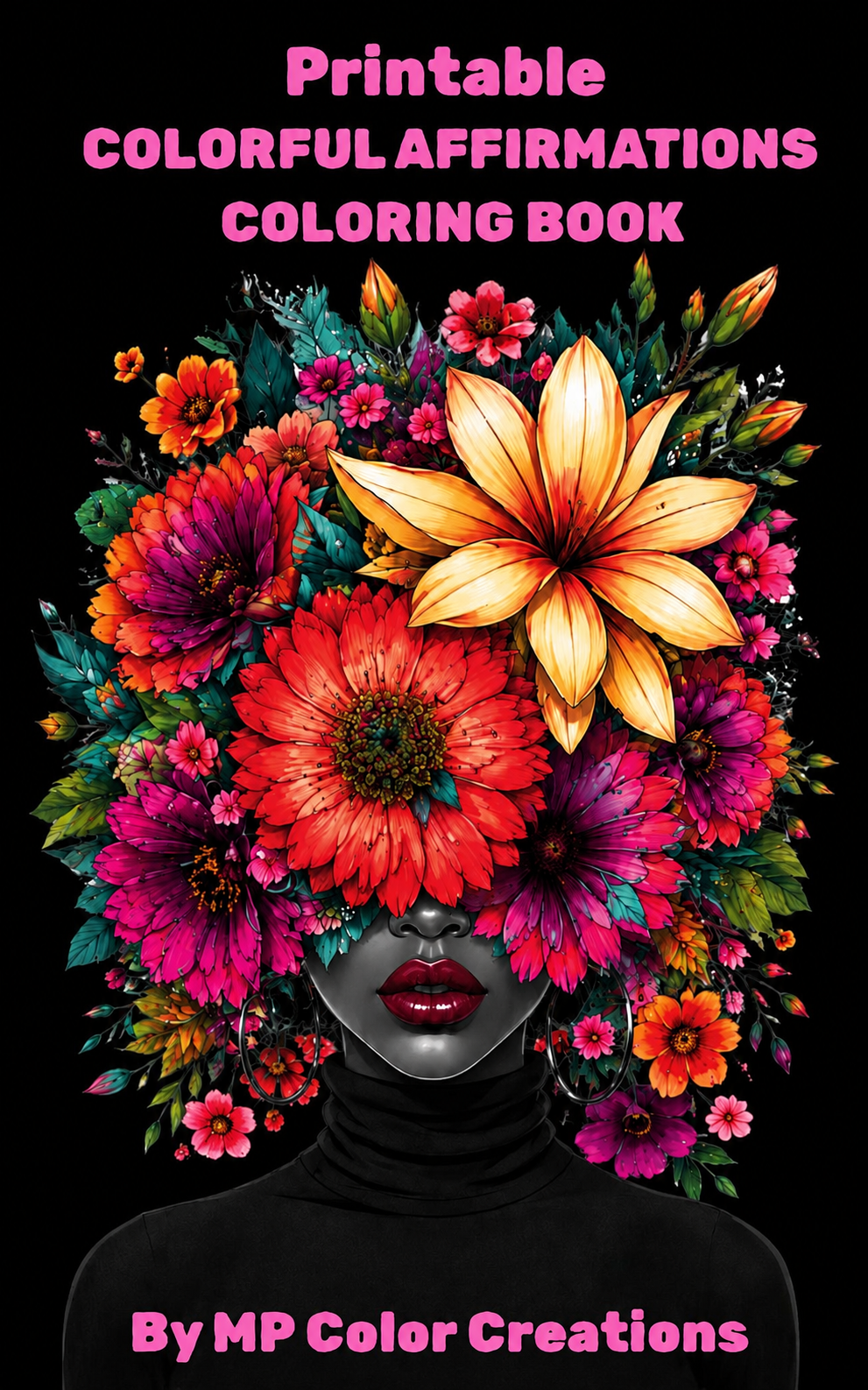 Printable Colorful Affirmations Coloring Book for Black Women, Adult Self Care and Positive Affirmations Gift