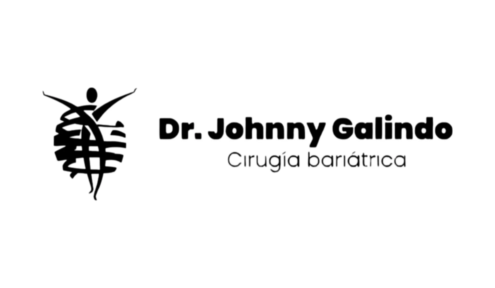 Logotipo del Dr. Johnnyy Galindo, Cirugía bariátrica, con un diseño de figura humana y cinturón de grasa estilizado.