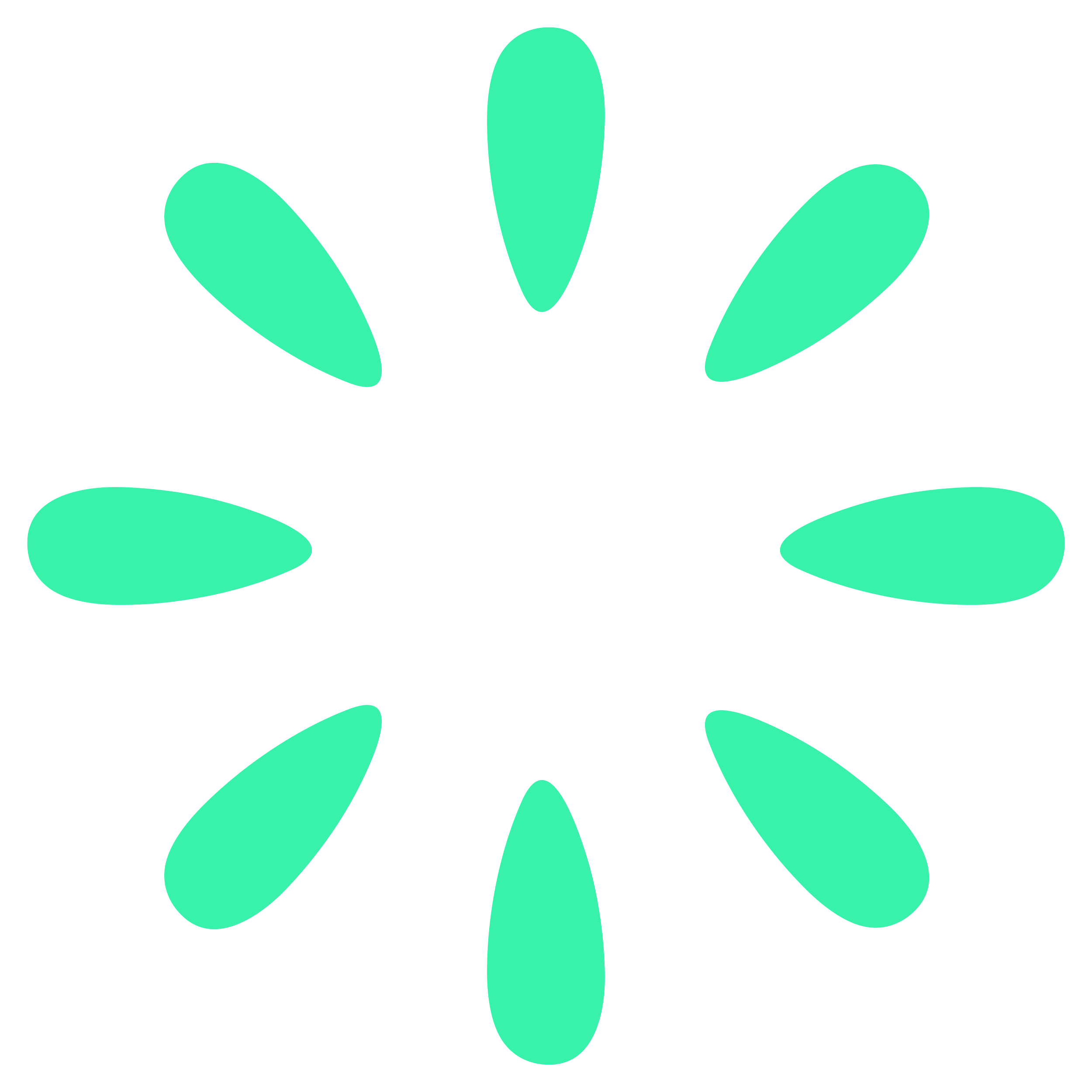 Ilustración de forma circular con 8 gotas de color verde azulado en un patrón simétrico.