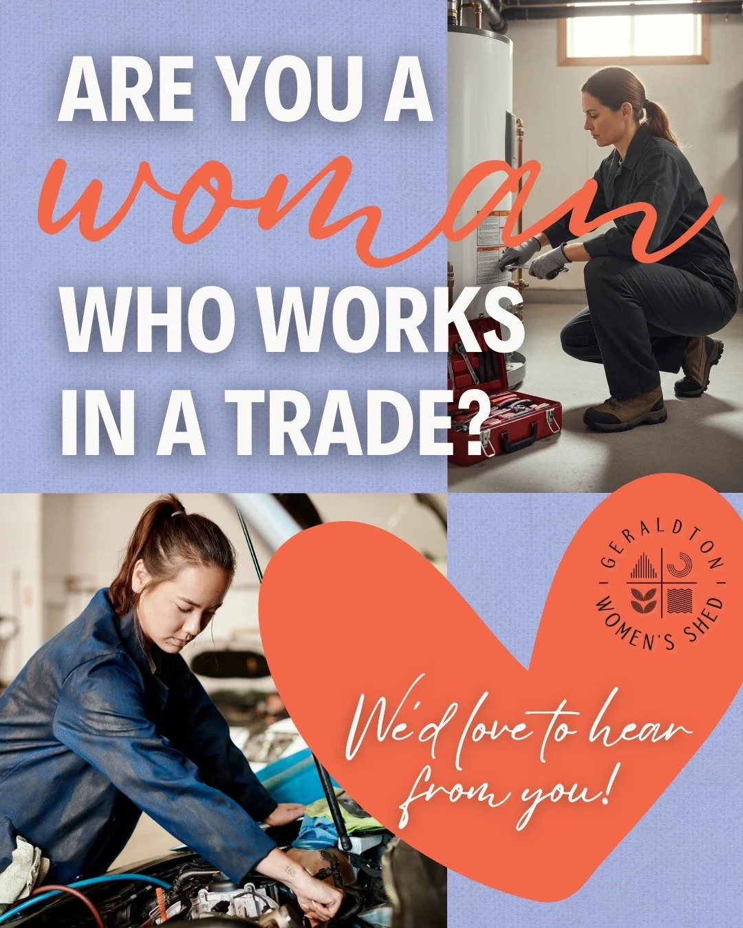 Women in Trades? We&rsquo;d love to talk.
Whether you're an expert plumber, know your way around a car, or have some practical skills to share - we&rsquo;d love to hear from you.

We&rsquo;ve got something exciting in the works (shhh 🤫) and want to 