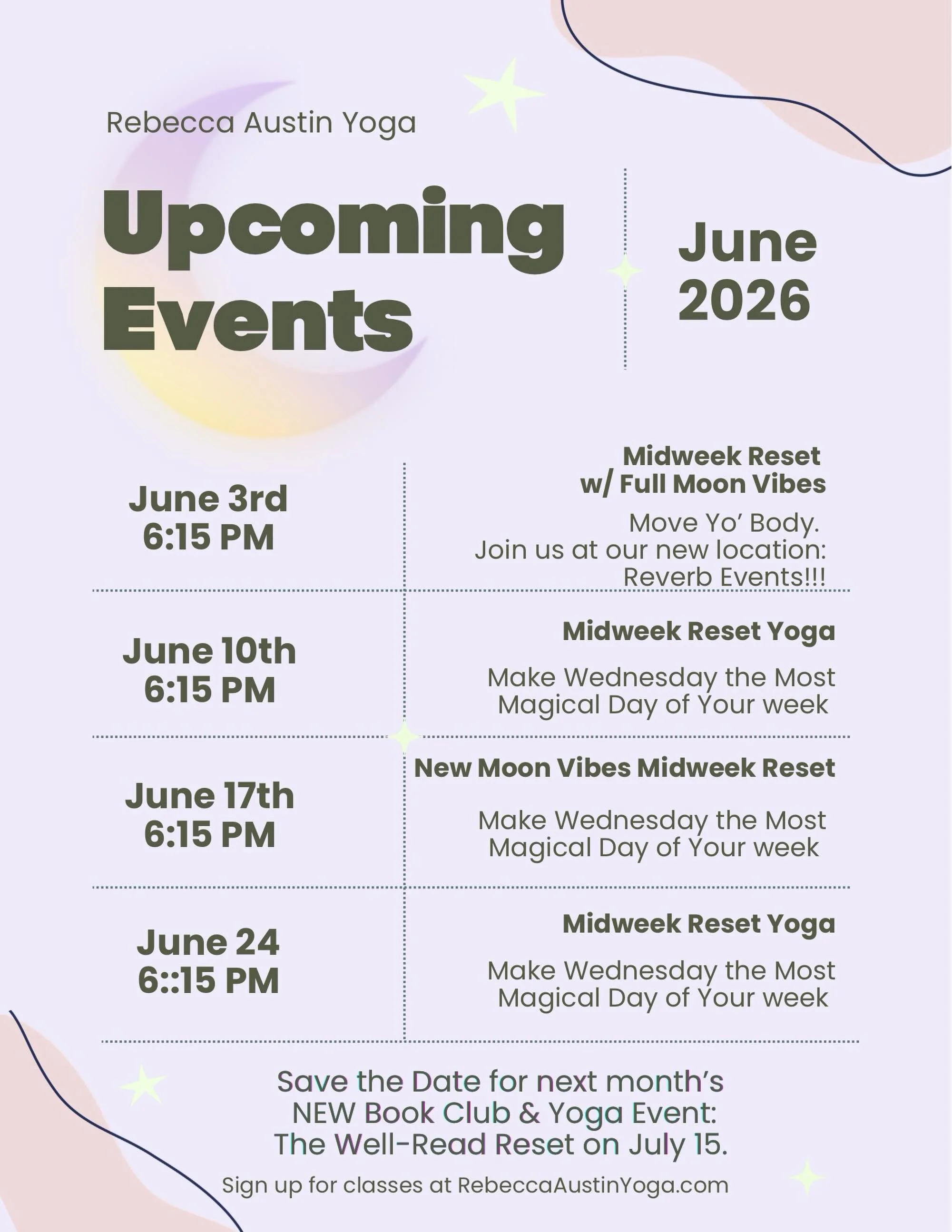So excited for June @reverb.events. 

@bro_chakra has created a beautiful space for us to move, reset and connect. 

Midweek Reset every Wednesday in June. 

Will you join us?