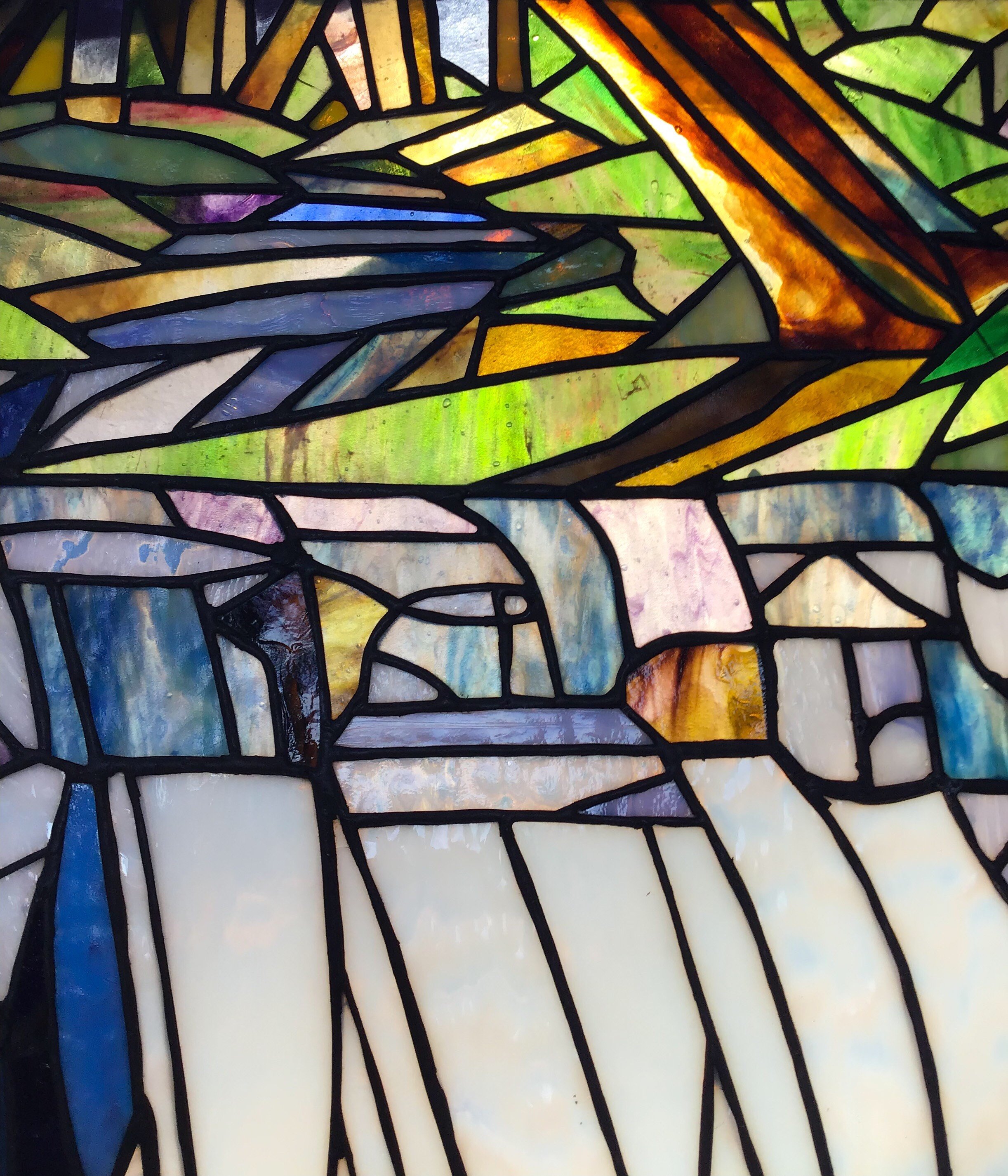 Haida Gwaii Waterfall (detail) - stained glass window