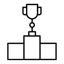 Icon of a trophy on a winners' podium with three levels.