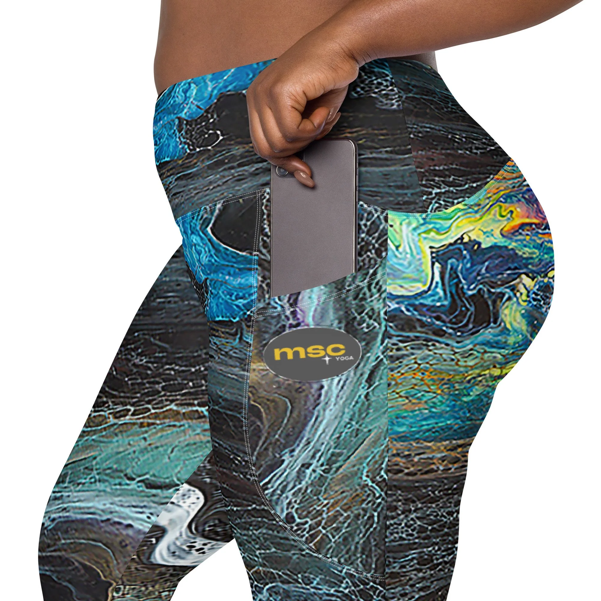 Veil of Echoes Collection - MSC Yoga -  Crossover leggings with pockets