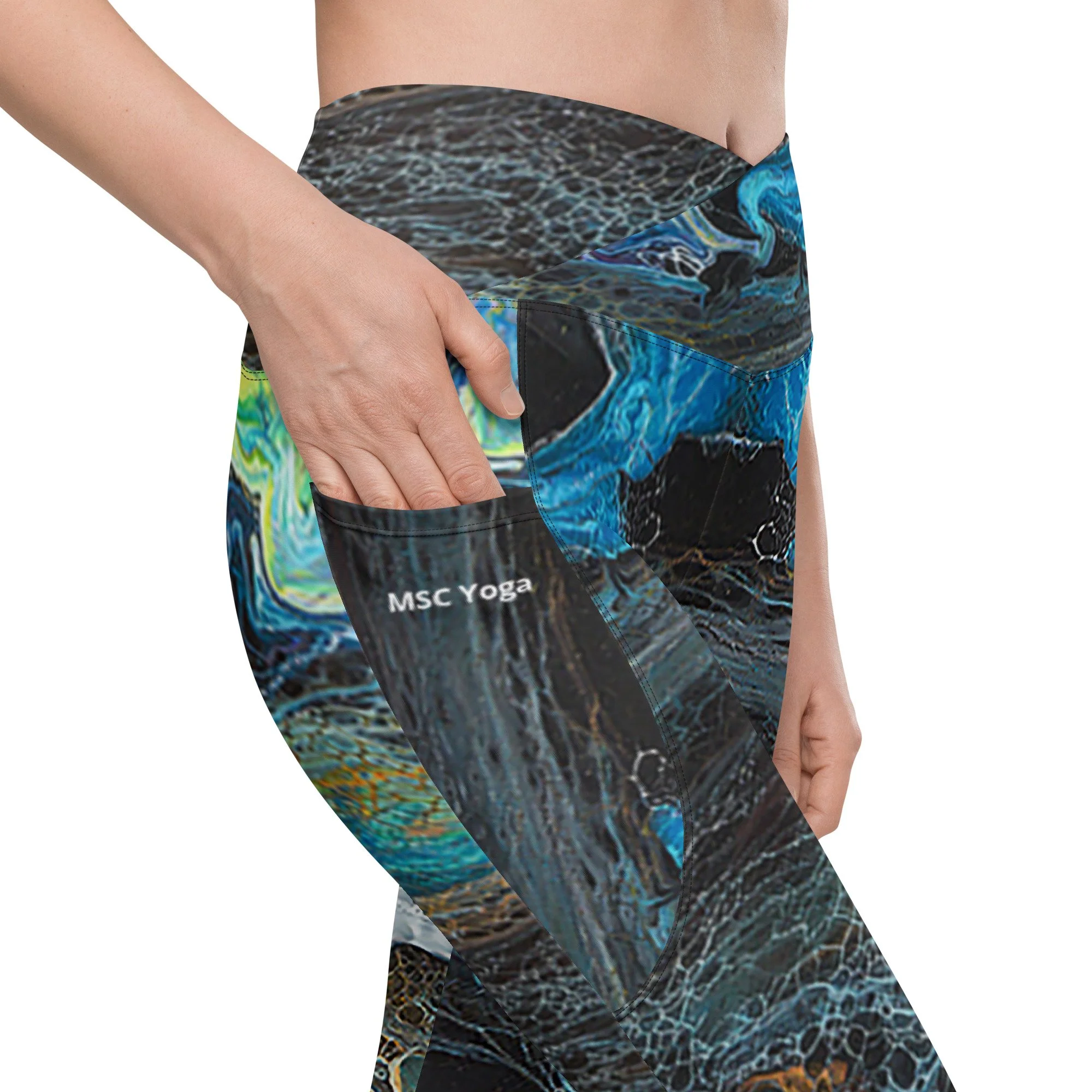 Veil of Echoes Collection - MSC Yoga -  Crossover leggings with pockets