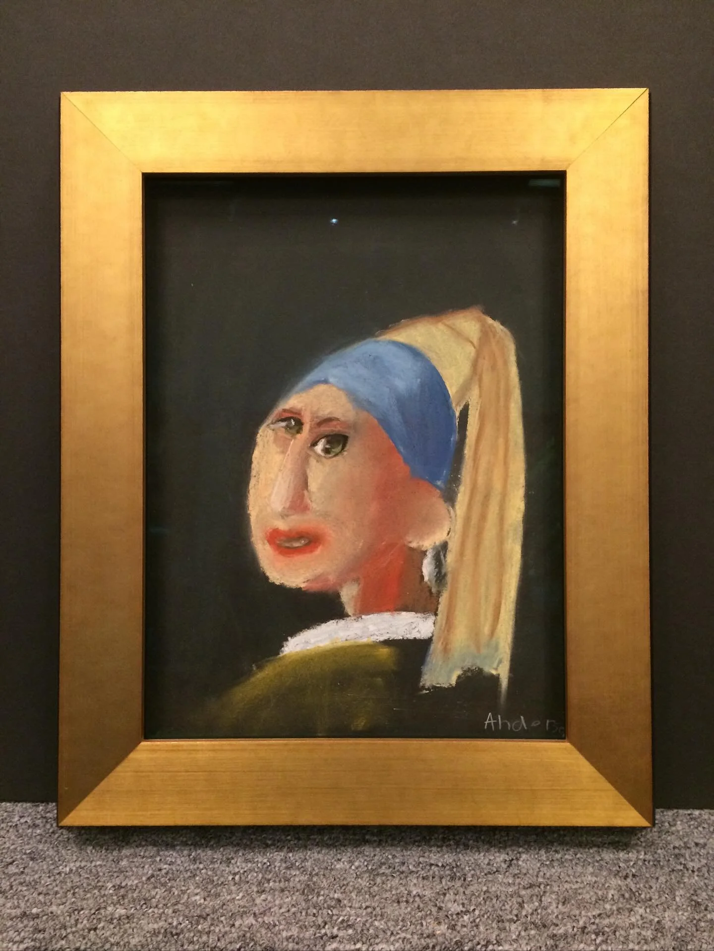 Both of these piece are framed with the Roma Metro gold and black frame.  This is one of my favorite profiles from Roma.  It is simple and elegant with the gold leafed surface and the beautifully sloped side.  It adds a little drama to every piece.
T