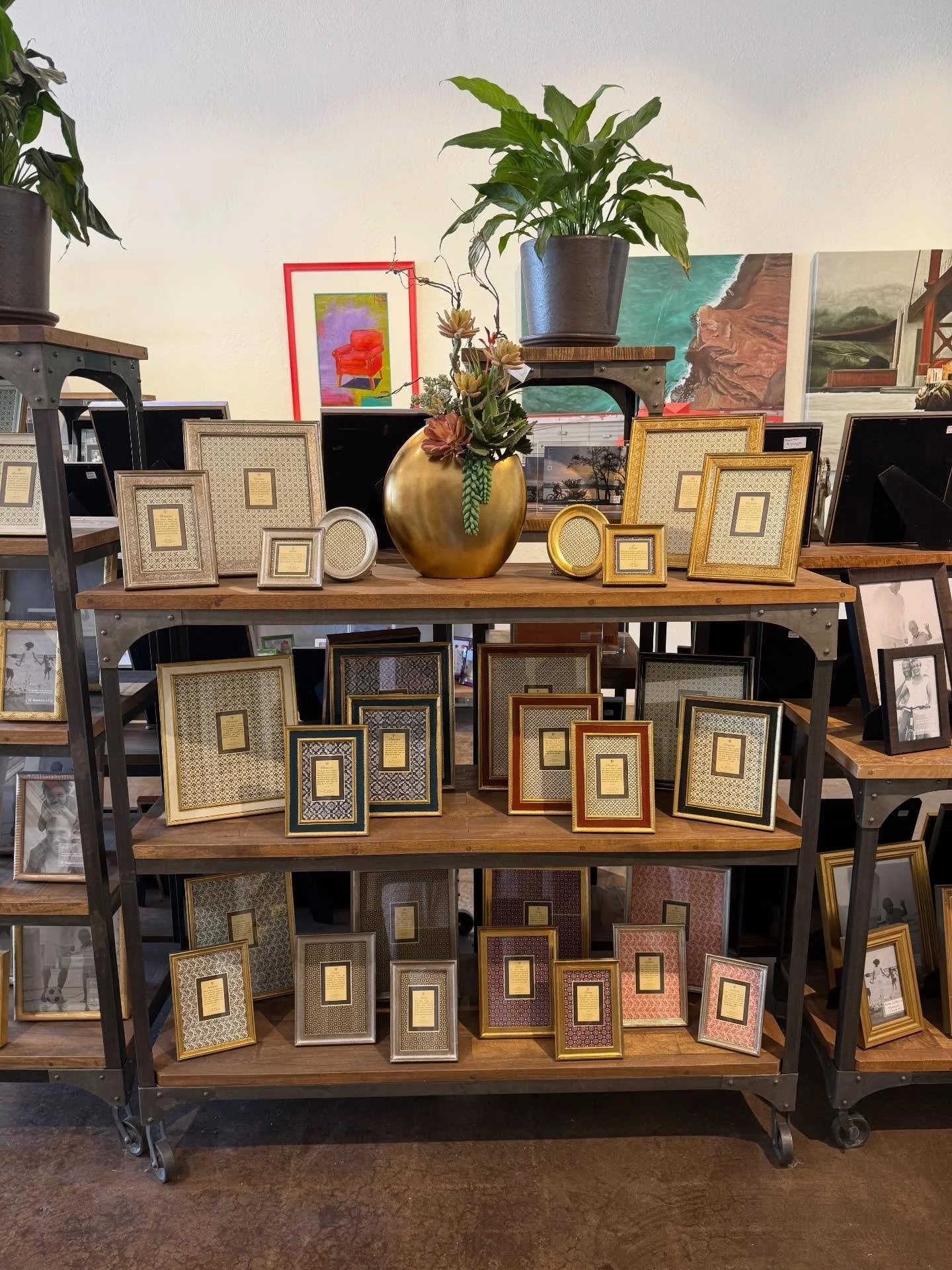 Looking for special frame to give as a gift?  Cavallini offers a beautiful variety of gold and silver metal leaf photo frames, all crafted in Italy.  They have lovely traditional profiles and the finishes are softer, with a little antiquing.  Include