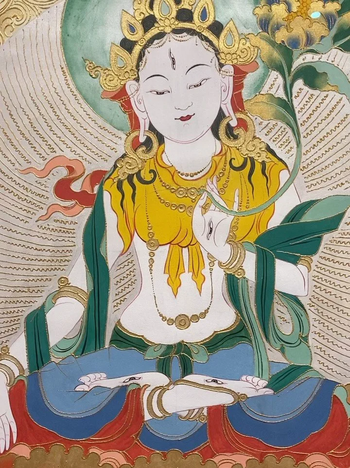 Beautiful hand-painted goddess.  Fabric mats and fillets are timeless.  I don&rsquo;t see framers using them as much anymore, however you can create a classic and sophisticated presentation that adds dimension and elegance to your art.  It&rsquo;s al