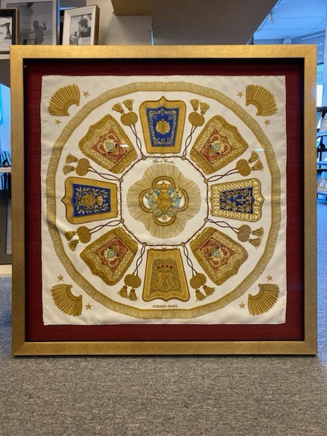 We don&rsquo;t tend to wear silk scarves out here on the West Coast, so what to do with those beautiful Hermes scarves &hellip; frame them to create a beautiful piece of art for your walls.  When you frame a scarf it allows you to really appreciate t