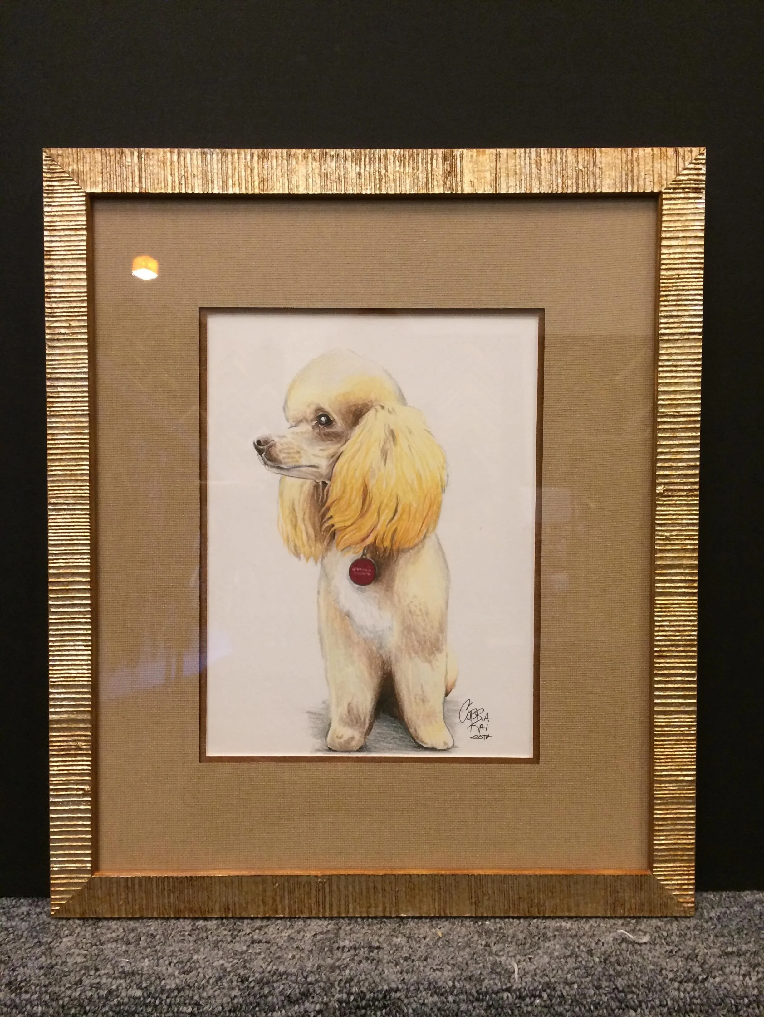 We love pet portraits!  You can frame them to fit your furry friend&rsquo;s personality.
#framecraftersgallery #bellamoulding #petportraits #bonaircenter