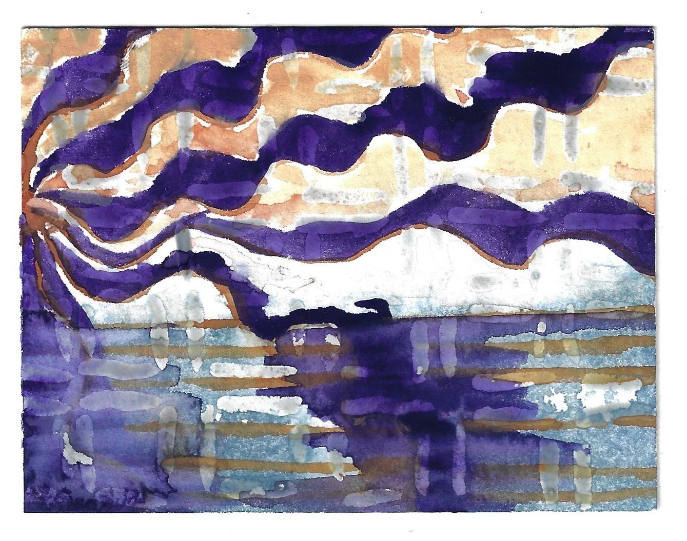 3x4 Gouache streaming swirls in sky over sea.jpg