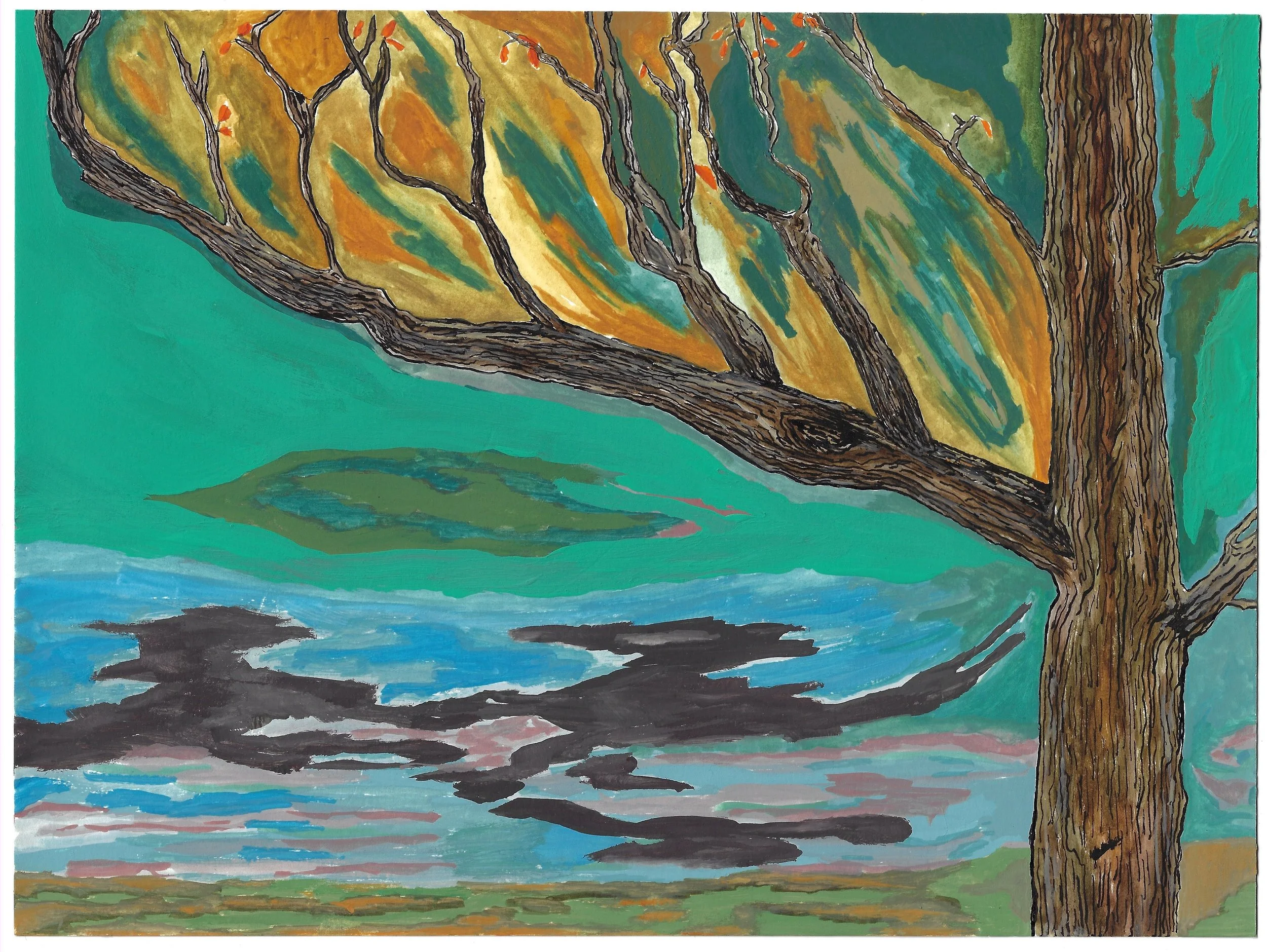 9x12 Gouache on paper burning tree.jpg