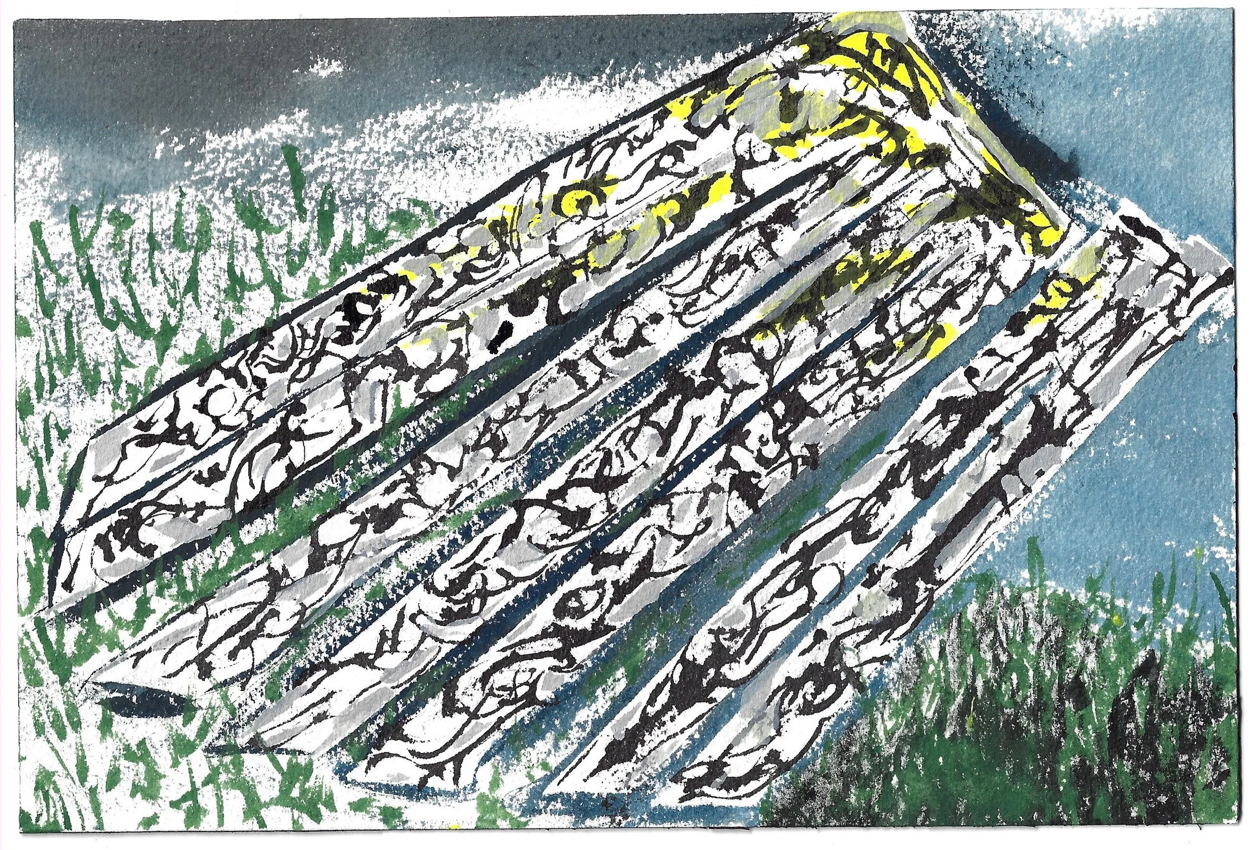5.5x8.25 Gouache Armor lying in grass.jpg