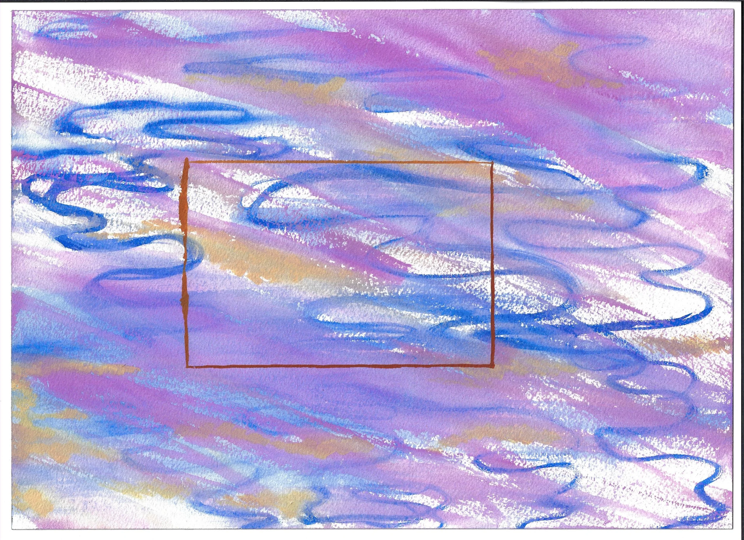 10x14 Gouache on paper centered frame inside waves.jpg