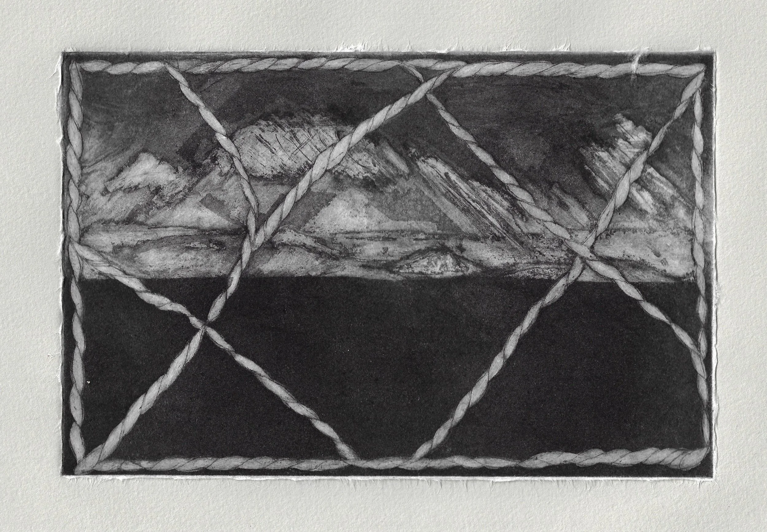 5.5x9 Etching_RivesBFK chain link fence mountains.jpg