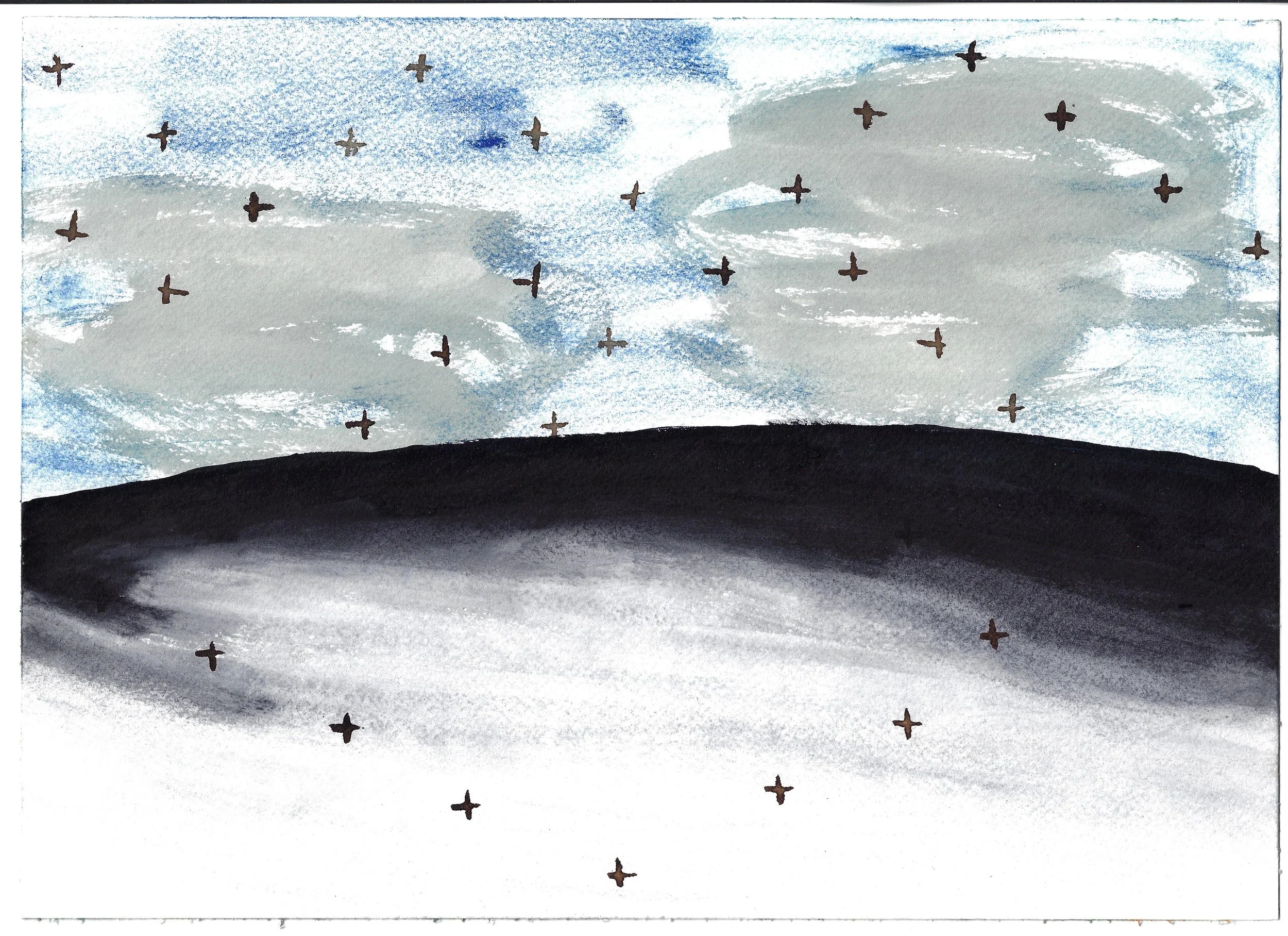 10x14 Gouache moonlight crosses.jpg