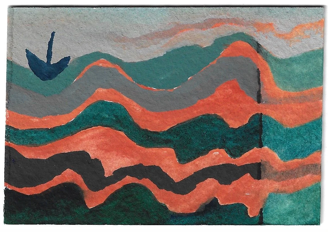 2.5x3.5 Gouache on paper solo boat on the water.jpg