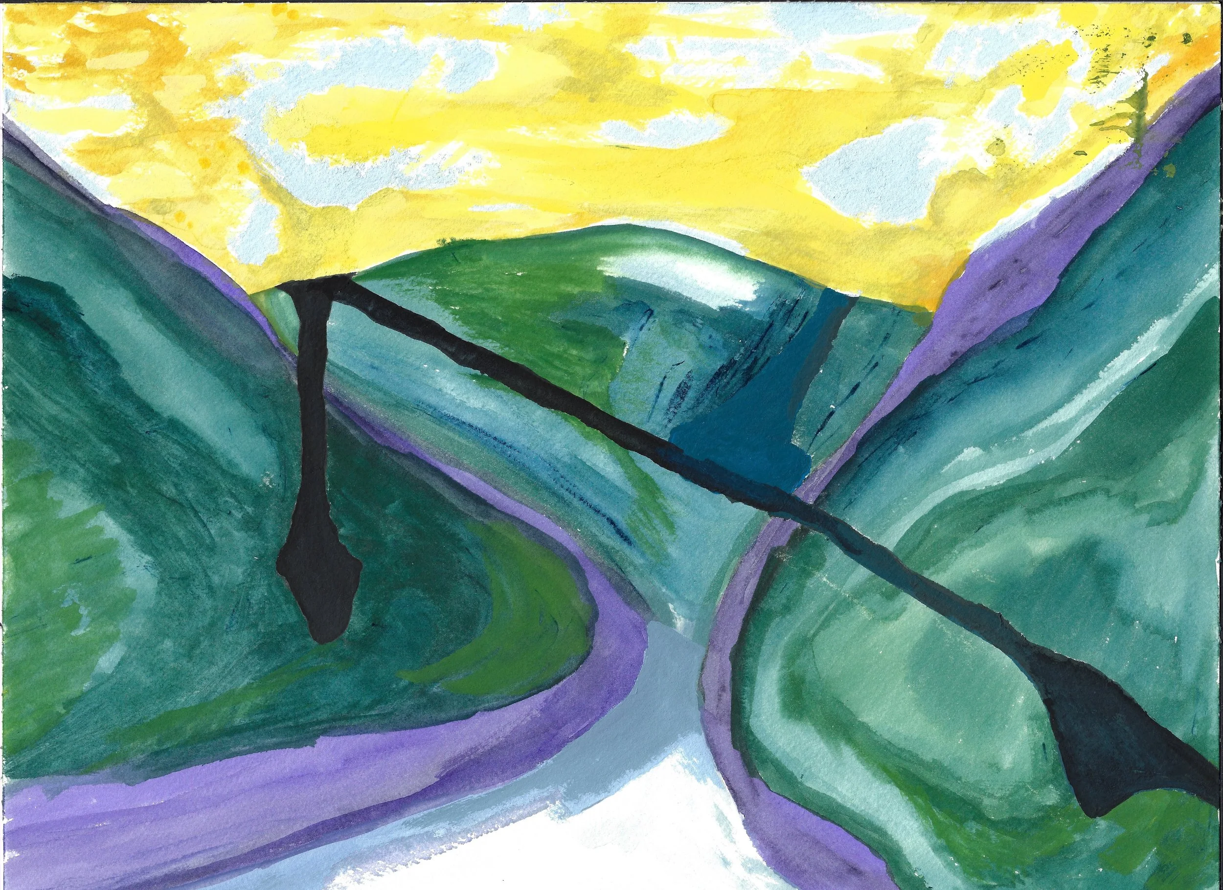 12x16 Gouache on paper landscape with tear.jpg