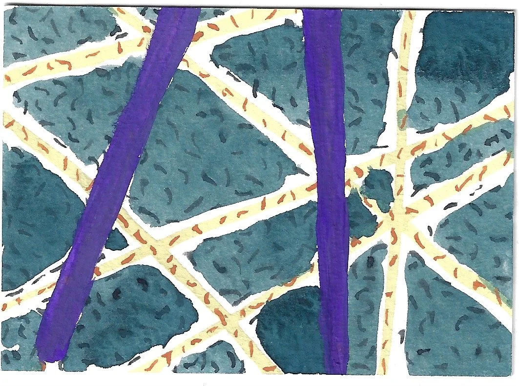 2.5x3.5 Gouache on paper stool legs over flooring pattern.jpg