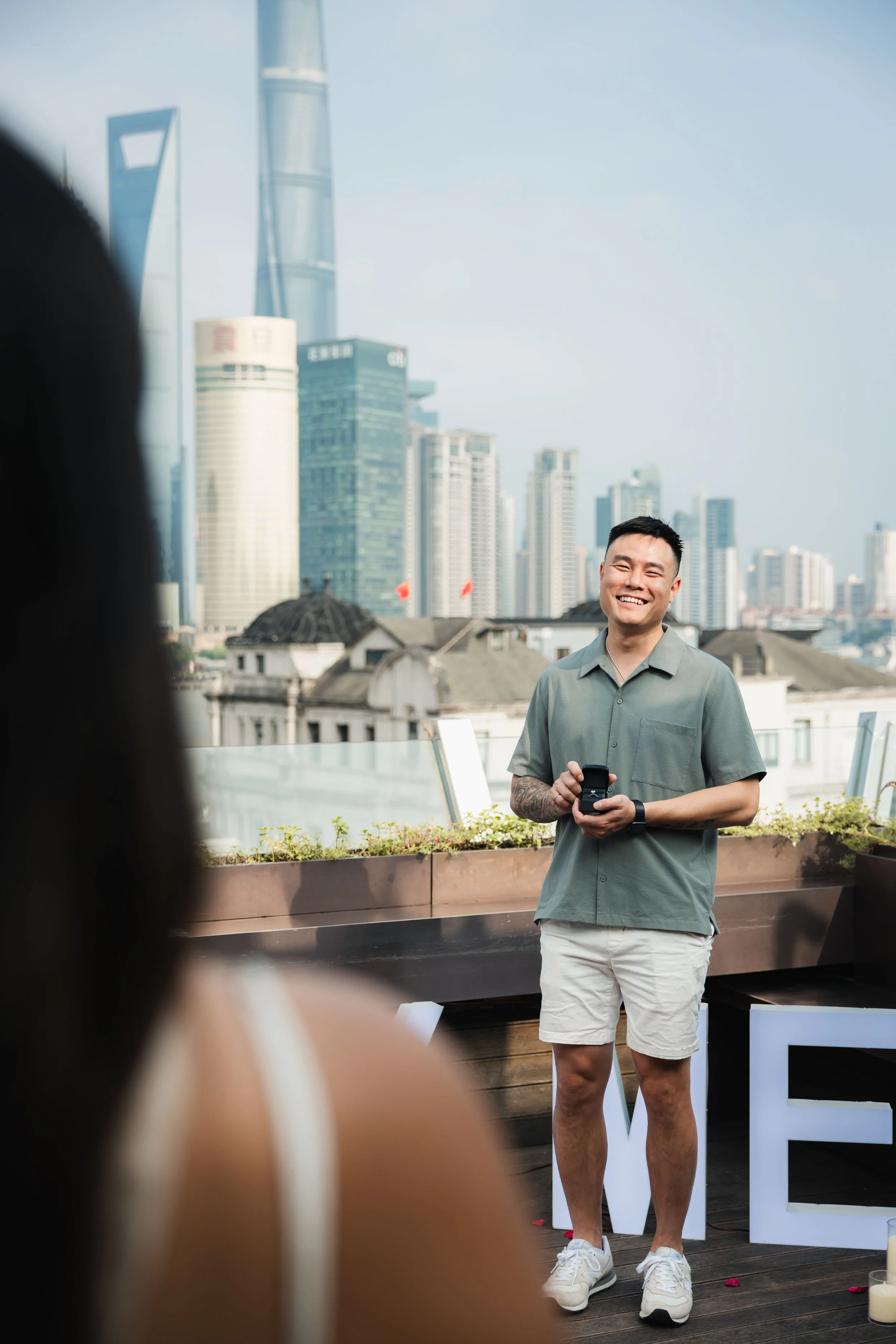 Shanghai Private Rooftop Engagement Photos